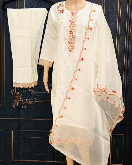 Chanderi silk kurti pant set | salwar suit - Kurti Connection USA