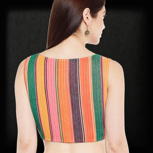 2842 multi color saree blouse | crop top for lehenga | sleeveless blouse - Kurti Connection USA