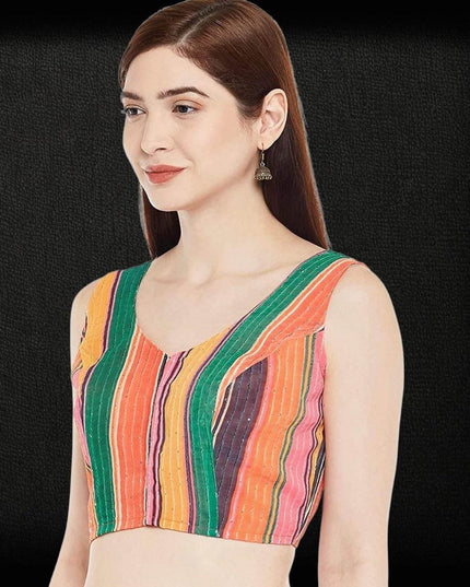 2842 multi color saree blouse | crop top for lehenga | sleeveless blouse - Kurti Connection USA