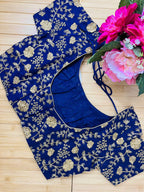 9102 embroidered raw silk blouse | readymade saree blouse