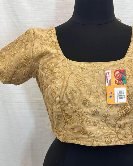 9102 embroidered raw silk blouse | readymade saree blouse - Kurti Connection USA