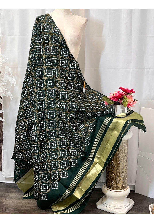 Cotton bandhani dupatta with lagdi patta - Kurti Connection USA