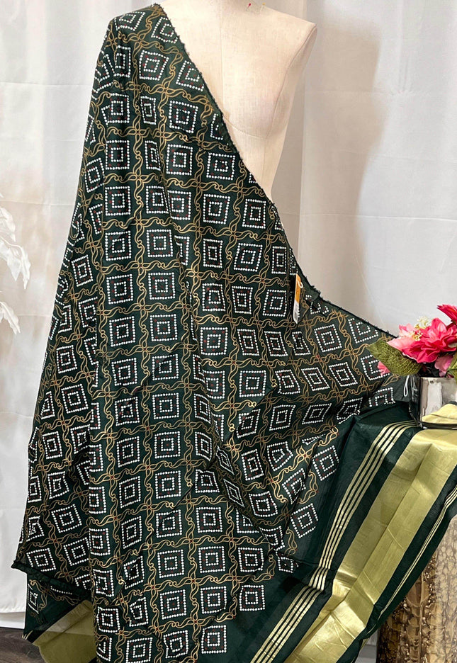 Cotton bandhani dupatta with lagdi patta - Kurti Connection USA