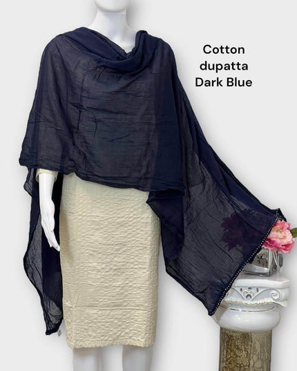 Pure cotton dupatta : dark blue - Kurti Connection USA