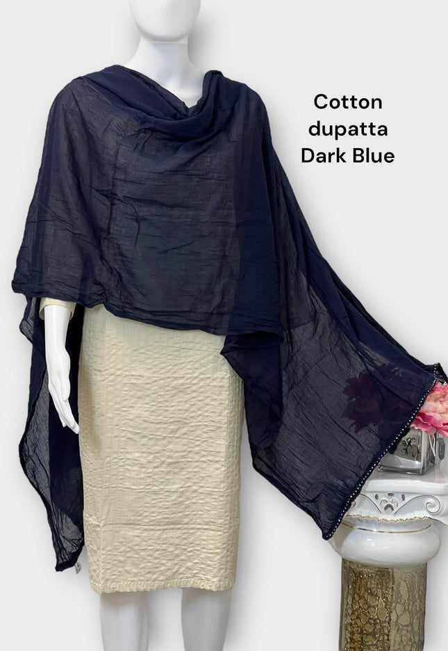 Pure cotton dupatta : dark blue - Kurti Connection USA