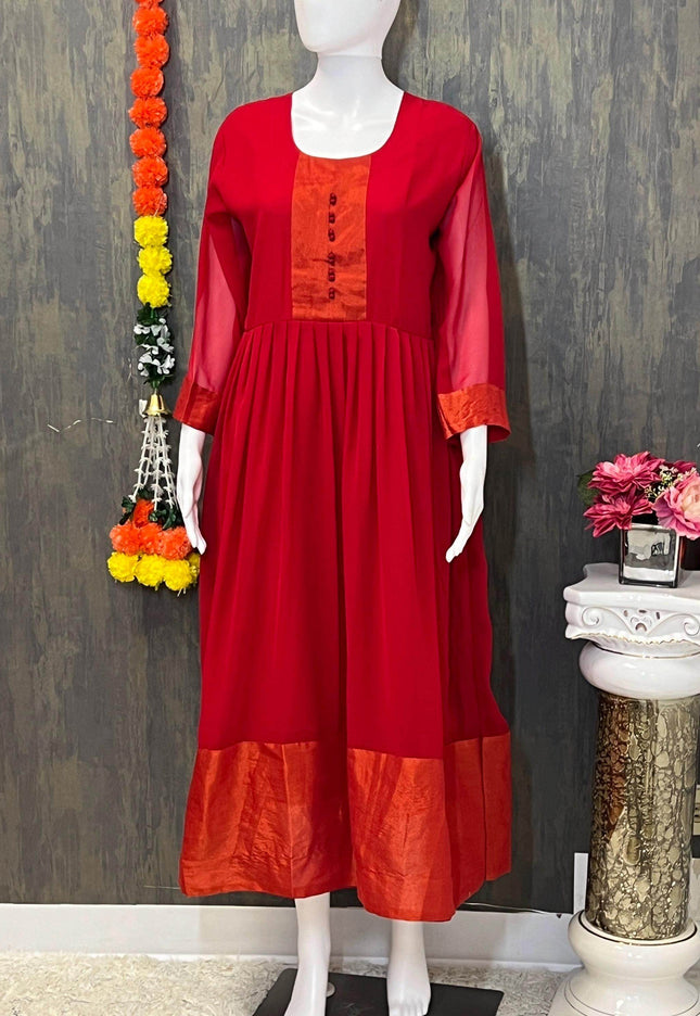 Georgette long kurti - Kurti Connection USA