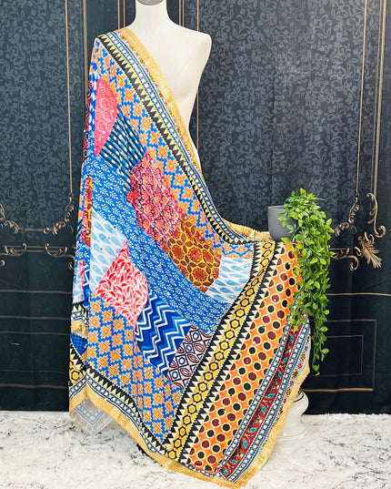 Multi color mirror work dupatta - Kurti Connection USA