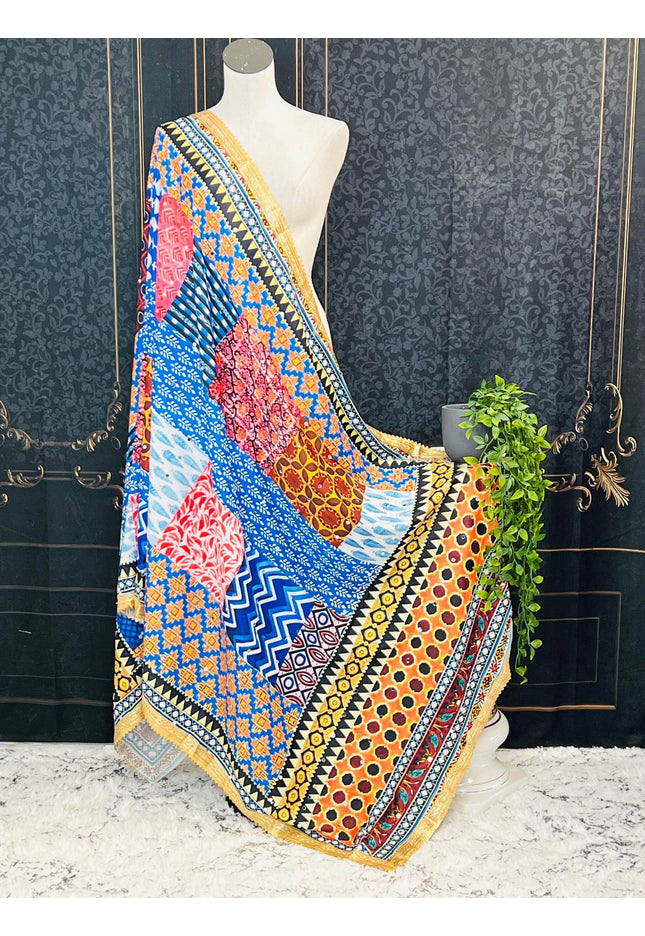 Multi color mirror work dupatta - Kurti Connection USA