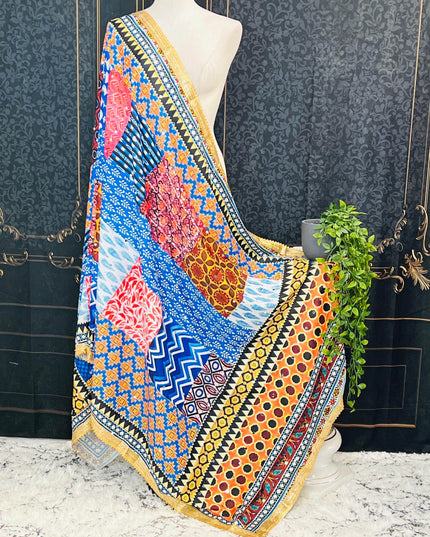 Multi color mirror work dupatta - Kurti Connection USA