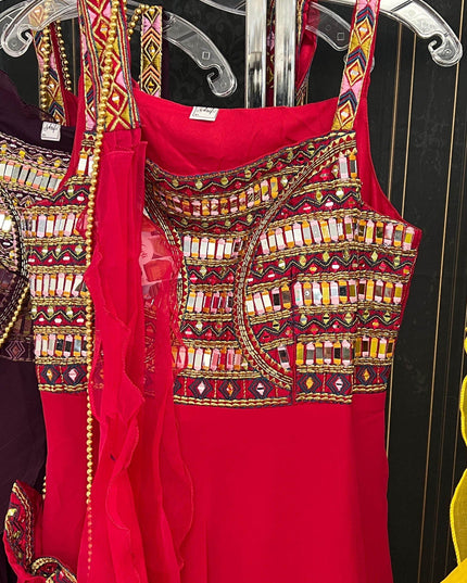 Chiffon long kurti with mirror work - Kurti Connection USA
