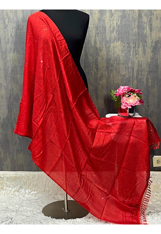 Red dupatta | sequin dupatta - Kurti Connection USA