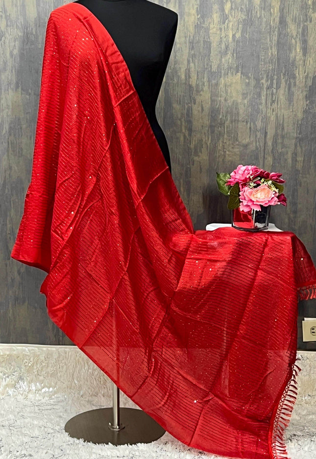 Red dupatta | sequin dupatta - Kurti Connection USA