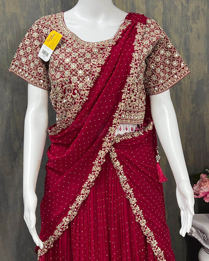 Party/ wedding wear Lehenga Choli set with pre draped dupatta / Lehenga saree - Kurti Connection USA