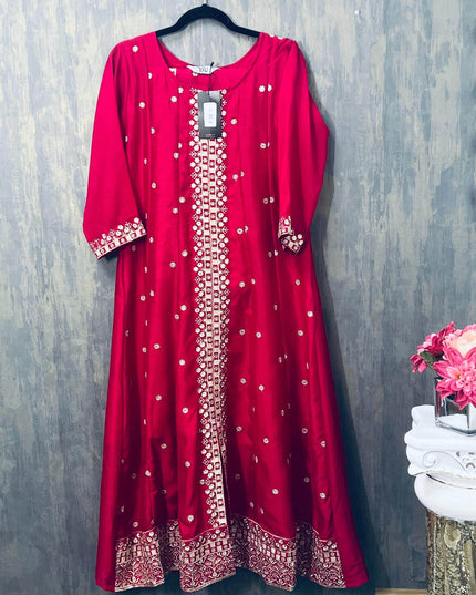 Silk shalwar suit / Kurti pant set with dupatta - Kurti Connection USA
