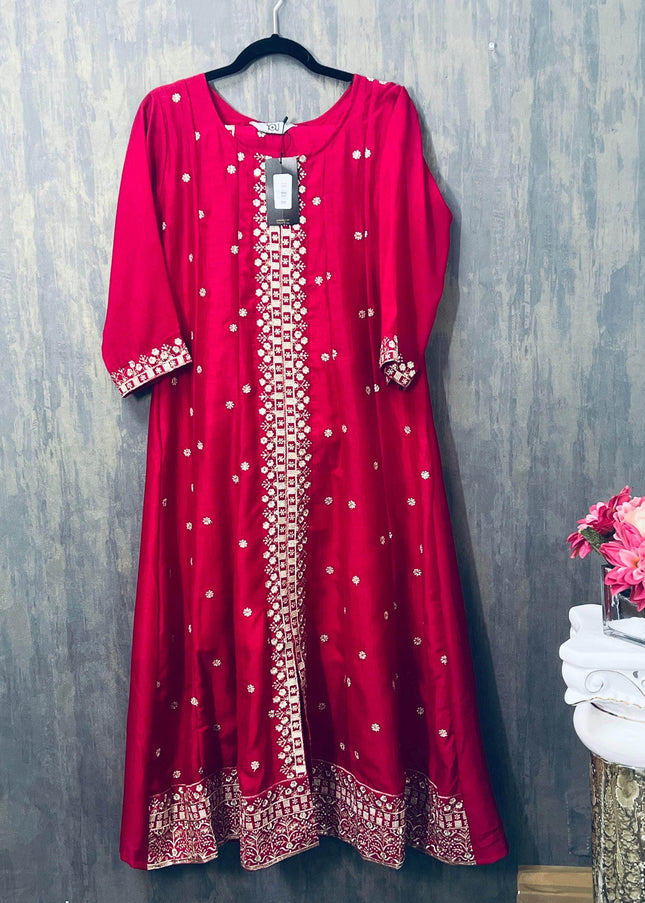 Silk shalwar suit / Kurti pant set with dupatta - Kurti Connection USA