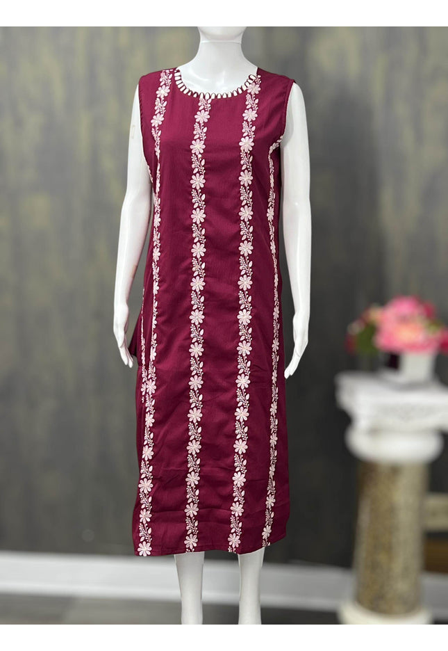 Chiffon chikankari Kurti | three fourth sleeves available - Kurti Connection USA