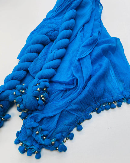 Teal blue plain chiffon dupatta - Kurti Connection USA