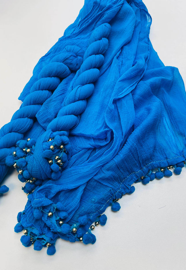 Teal blue plain chiffon dupatta - Kurti Connection USA