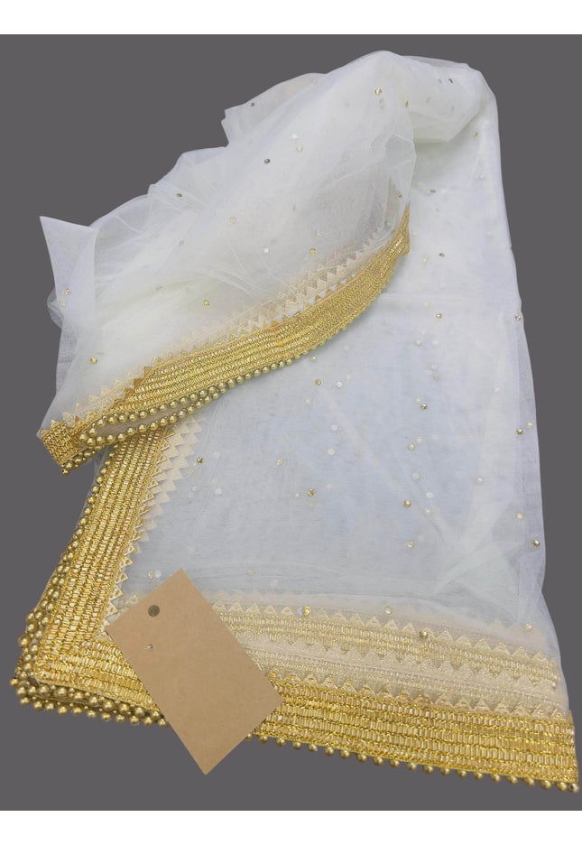 Off white net dupatta - Kurti Connection USA