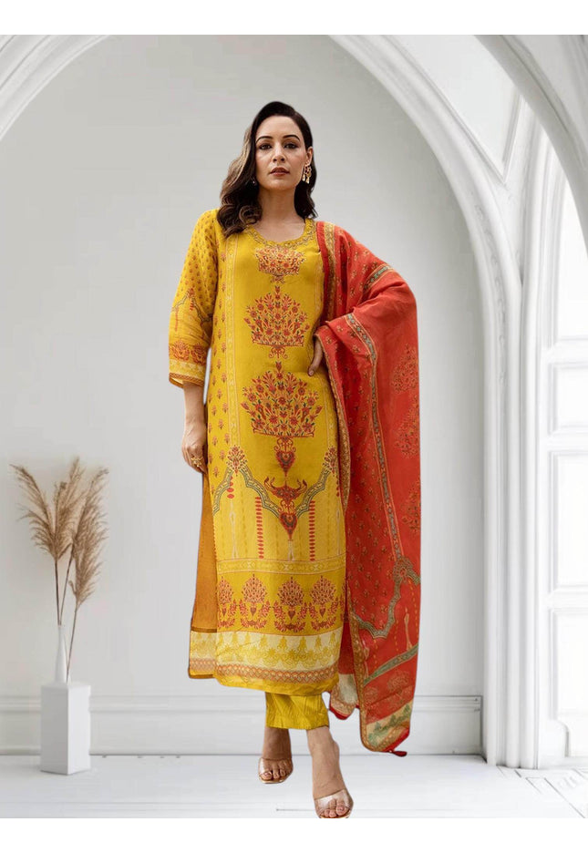 Shimmer silk Kurti set - Kurti Connection USA