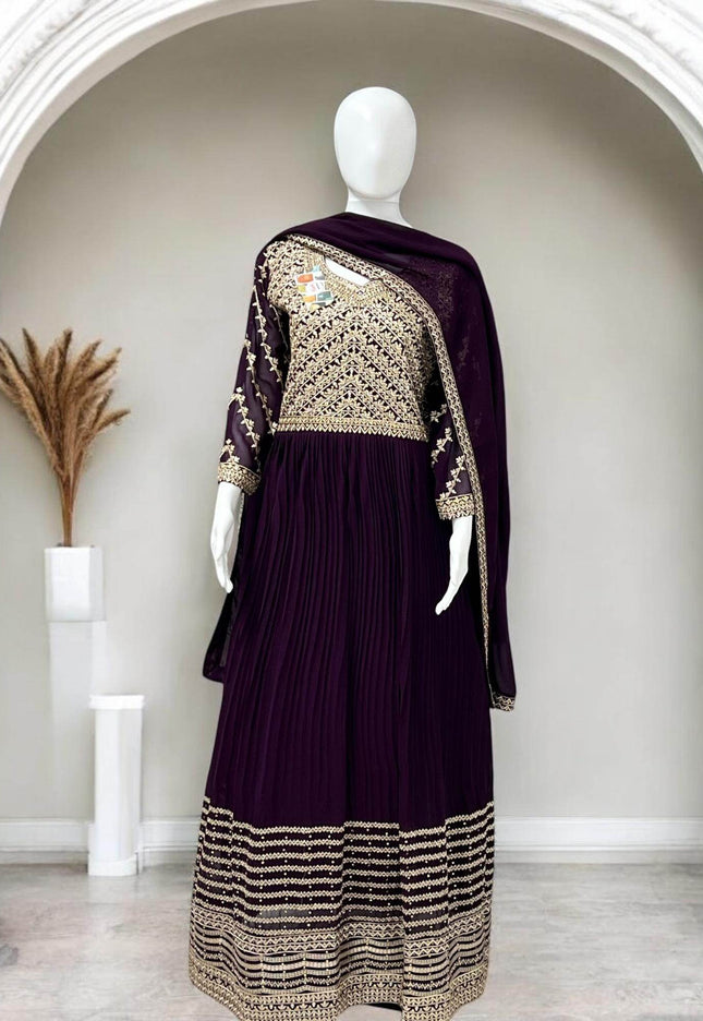 Heavy embroidery work long Kurti - Kurti Connection USA