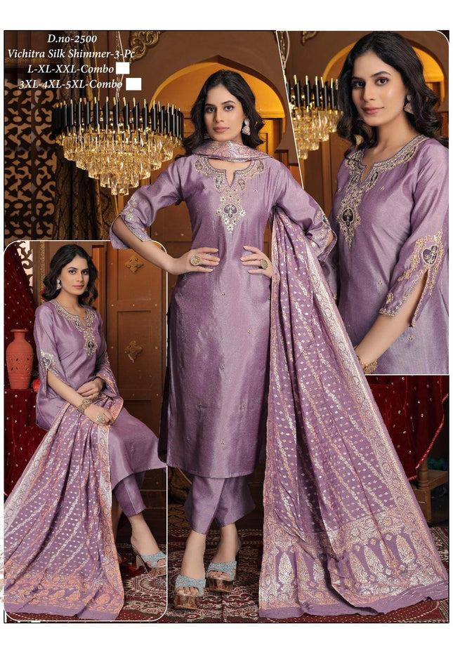 Shimmer silk Kurti set | plus size salwar suit set - Kurti Connection USA