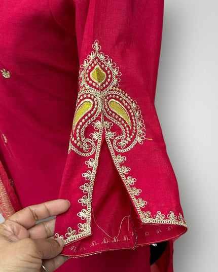Shimmer silk Kurti set : Dark pink - Kurti Connection USA