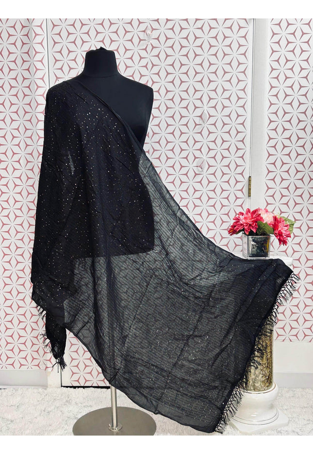 Black sequin dupatta - Kurti Connection USA