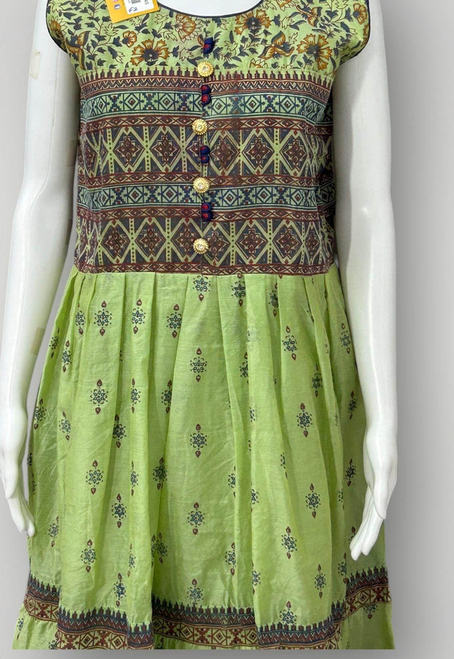 Chanderi Silk long kurti - Kurti Connection USA