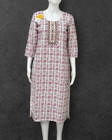 Cotton chikankari kurti with print: SALE - Kurti Connection USA