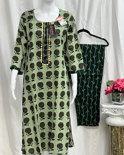 Cotton Kurti pant set - Kurti Connection USA