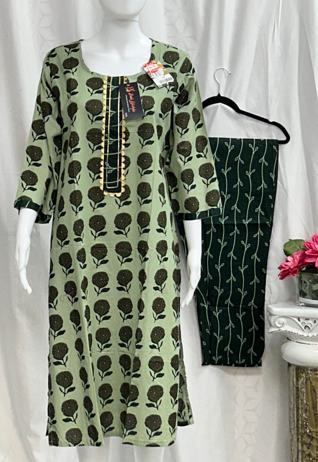 Cotton Kurti pant set - Kurti Connection USA