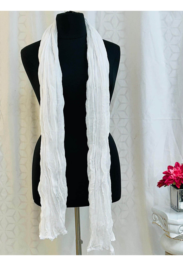 White Cotton Dupatta - Kurti Connection USA