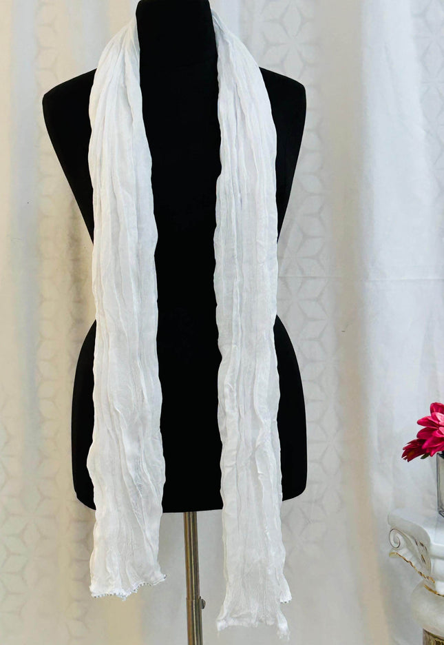 White Cotton Dupatta - Kurti Connection USA