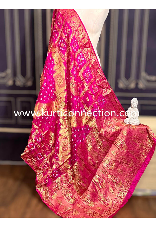 Banarsi silk bandhani dupatta - Kurti Connection USA