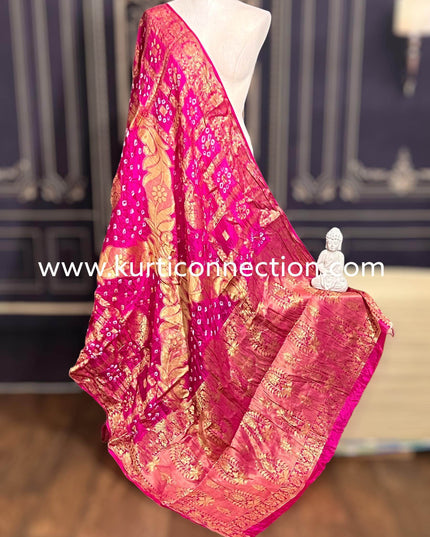 Banarsi silk bandhani dupatta - Kurti Connection USA
