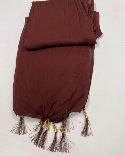 Chocolate brown chiffon dupatta - Kurti Connection USA