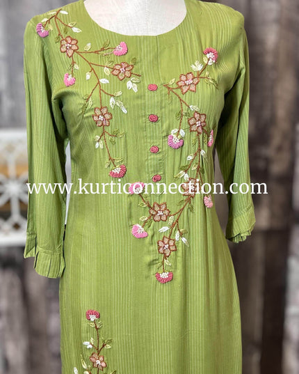 Embroidered cotton kurti - Kurti Connection USA