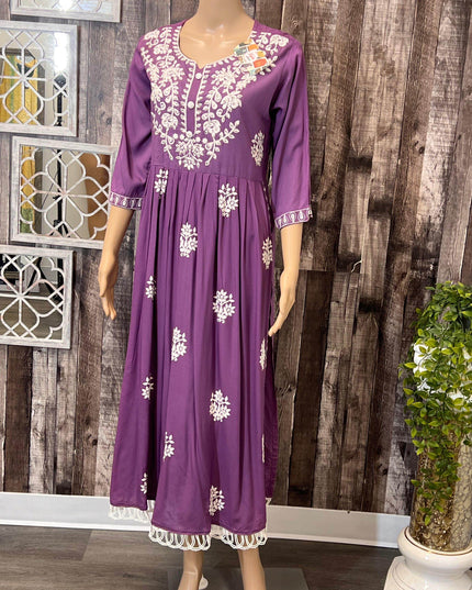 Violet : Chikankari kurti - Kurti Connection USA