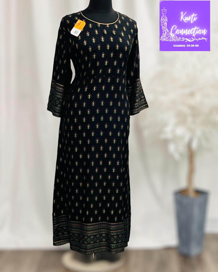 Black rayon kurti - Kurti Connection USA