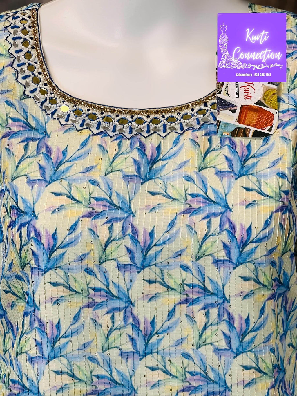 Georgette kurti, light sequin work, Indian kurti - Kurti Connection USA