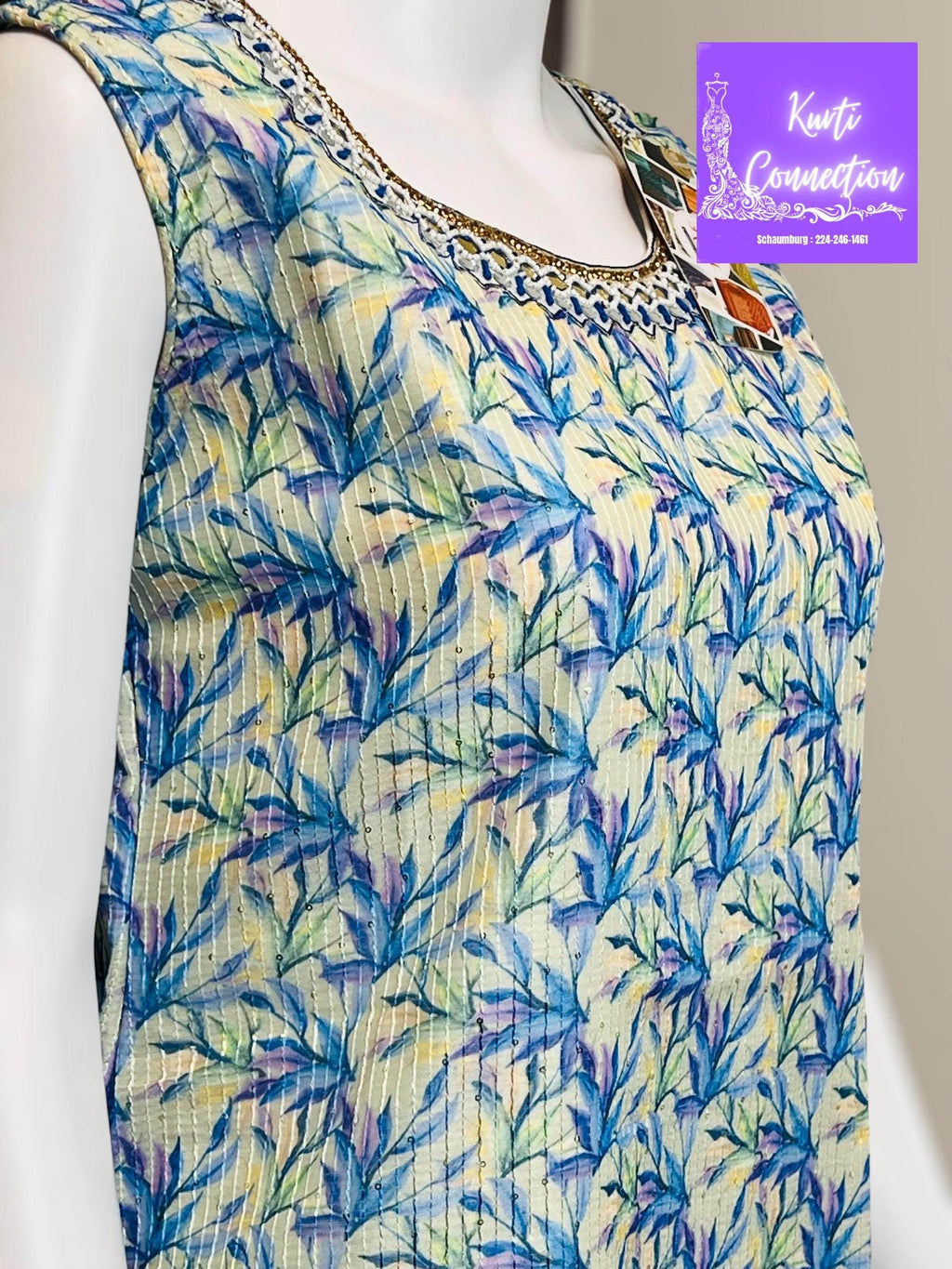 Georgette kurti, light sequin work, Indian kurti - Kurti Connection USA