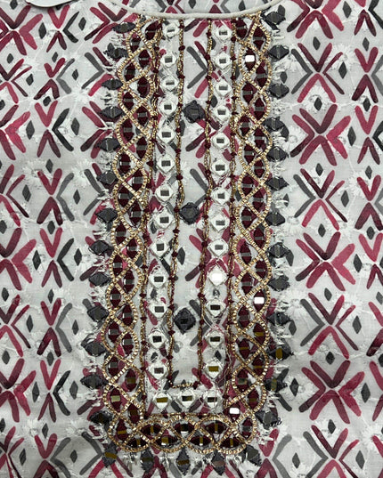 Cotton chikankari kurti - Kurti Connection USA