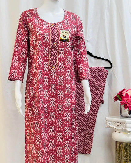 Cotton kurti pant set - Kurti Connection USA