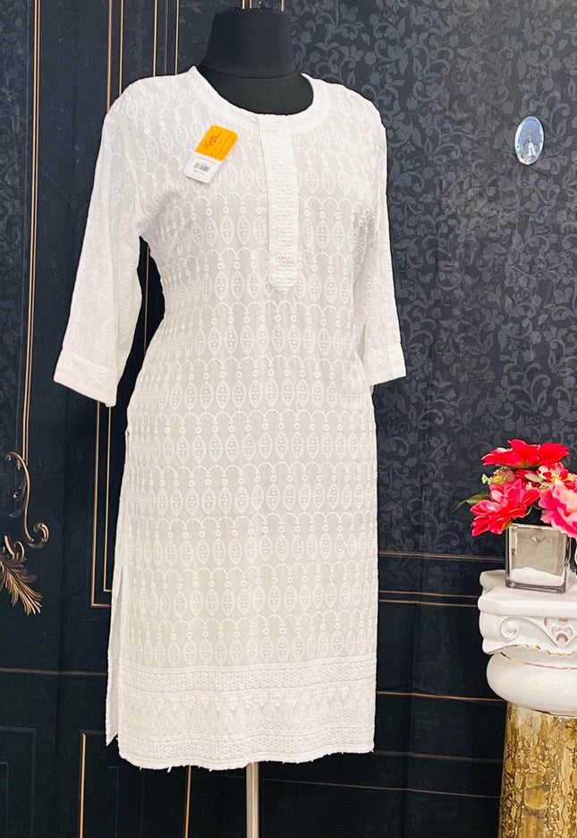 Rayon Chikankari kurti - Kurti Connection USA