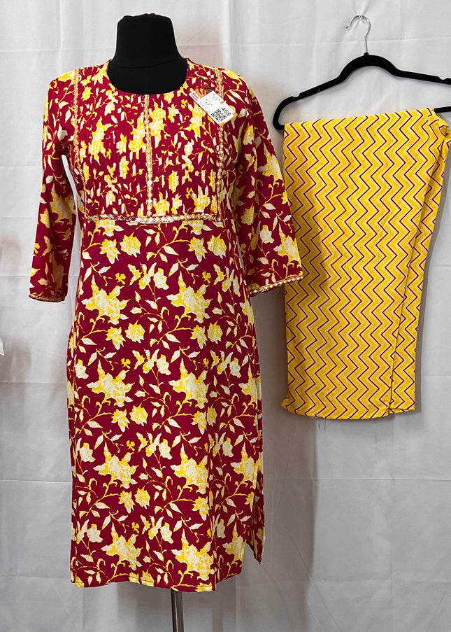 Pure cotton kurti pant set - Kurti Connection USA