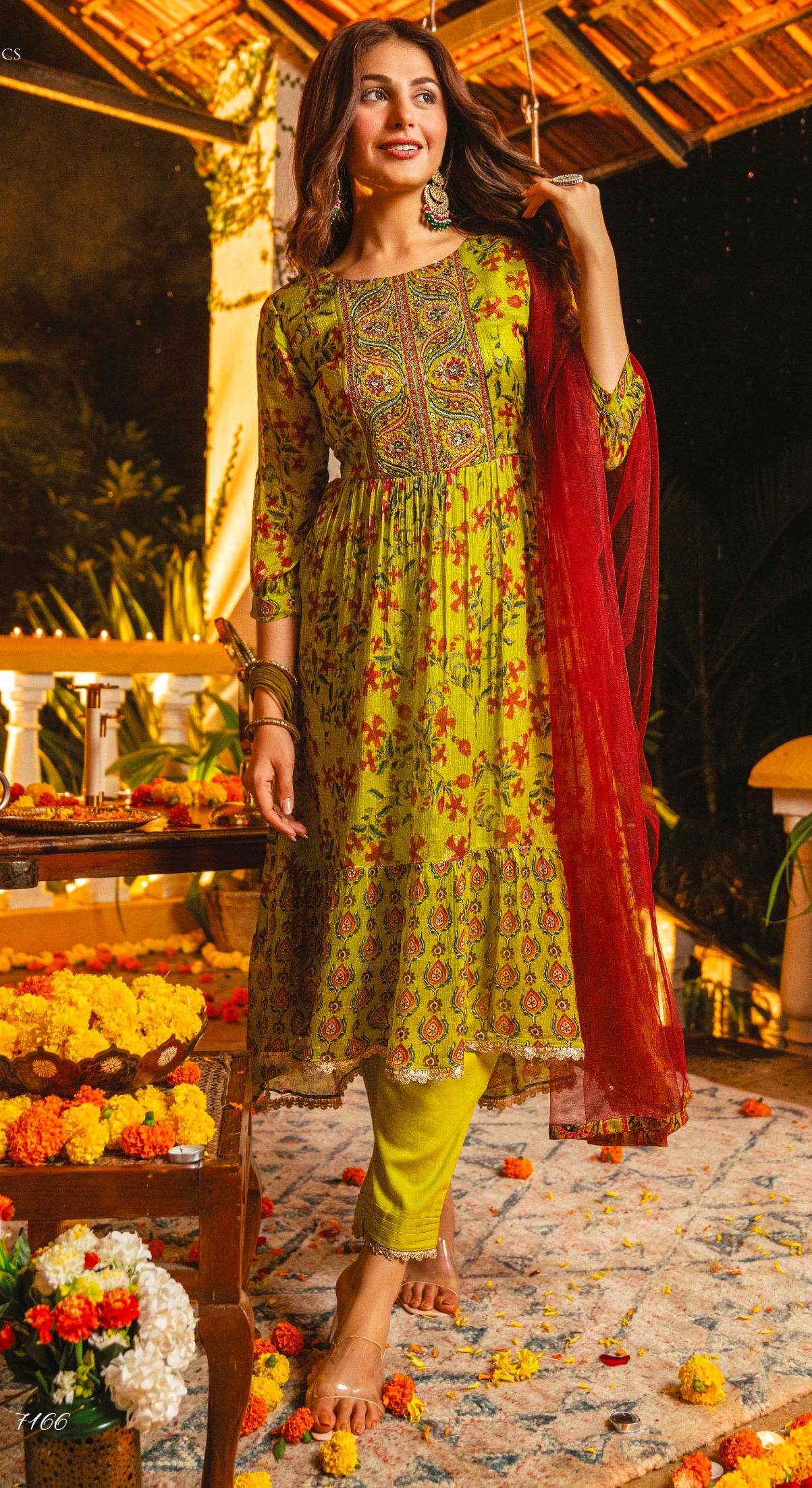 Pure Chiffon party wear kurti set - Kurti Connection USA