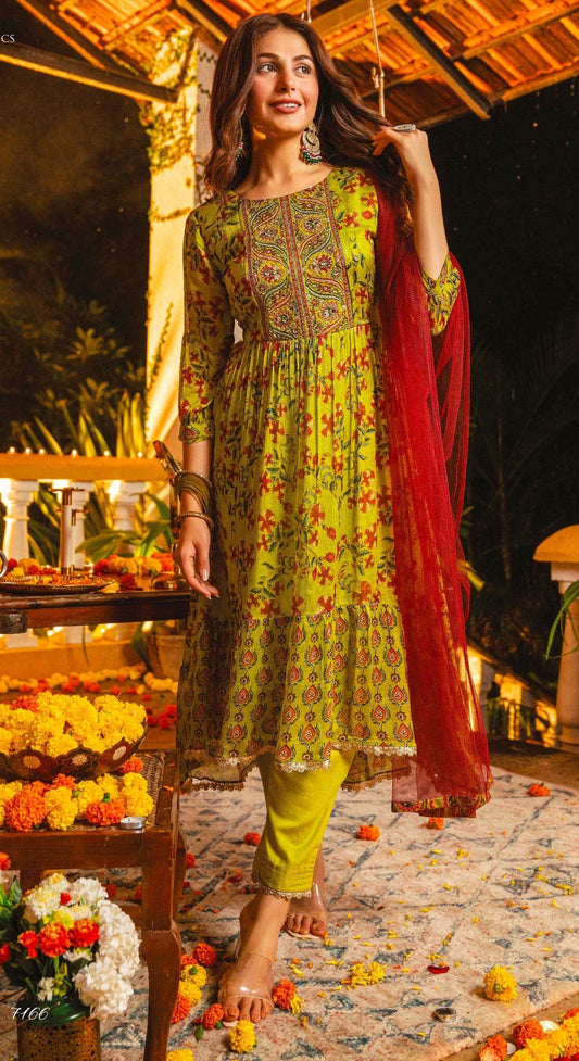 Pure Chiffon party wear kurti set - Kurti Connection USA