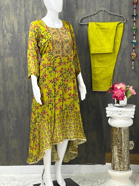 Pure Chiffon party wear kurti set - Kurti Connection USA