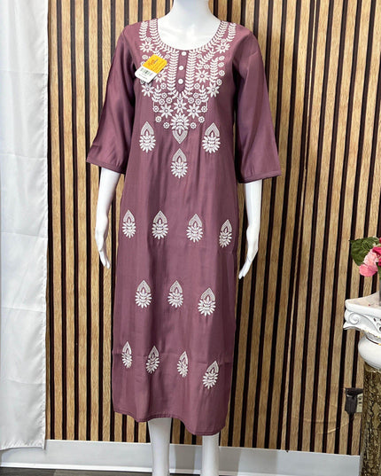 Modal silk Chikankari kurti - Kurti Connection USA